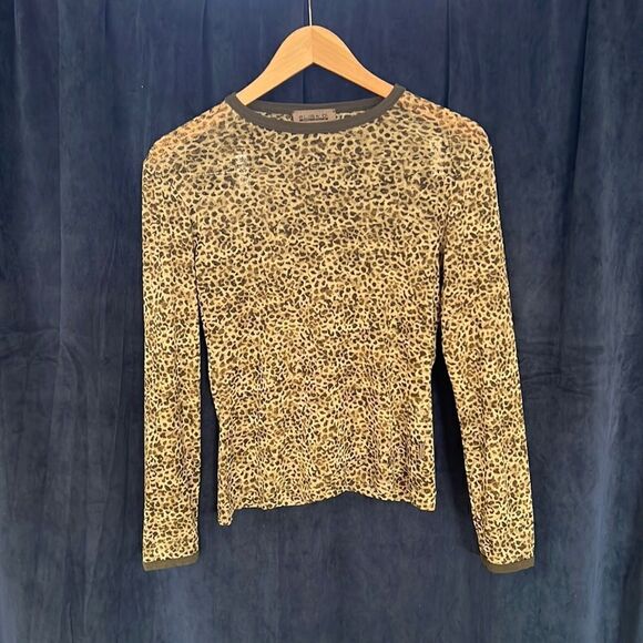 Tops - Women's T-shirt Crew-neck Leopard Long Sleeve Casual Fitted Fashion T-shirt